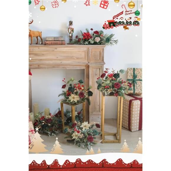 Flora Artificial Christmas Flowers Greenery Combo Box Set Faux Flowers Bulk - Picture 4 of 7